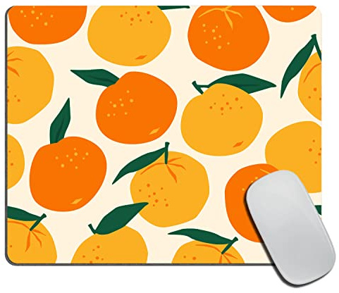 Tapis de souris orange rose - Décoration de bureau pour femme - Accessoires de bureau - Citrons - Fruits d'été - Cadeau pour collègue et patron - 24,1 x 20,1 x 0,3 cm