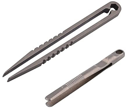 NHDT Lot de 2 mini pinces à épiler en titane. Pince à épiler EDC ultralégère et portable, facile à tenir, et à utiliser pour enlever les éclats de précision ou maintenir de petites pièces.