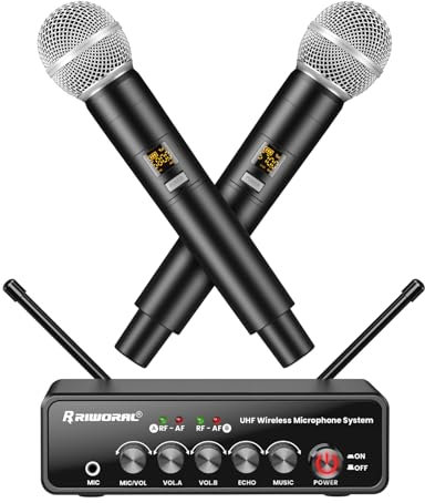Wireless Microphone System 2 Uhf Mic Cordless Dual Bluetooth Receiver Karaoke Mixer With Dual Wireless Microphone Volume Echo Smart Tv Home Theater Sound Bar Ktv Set Dj Party