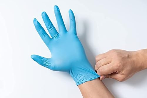 VICTORY AND BEYOND Nitrile Powder Free Disposable Gloves, Multi-Purpose Premium Extra Strong Latex Free Gloves (Blue, Small, Pack of 100)