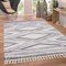 Paco Home Teppich Wohnzimmer Schlafzimmer Kurzflor Boho Modern Ethno Skandinavischer Stil Geometrisches Rautenmuster 3D Effekt Fransen, Grösse:80x150 cm, Farbe:Grau 2
