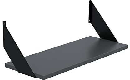 AKKE Wandregal - Hängeregal mit 18 mm Möbelplatte und Metallhalterungen - Wandablage für Moderne Wohnräume, Bücher, Pflanzen und Deko - Loft Flat 80 cm x 20 cm Anthrazit
