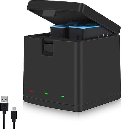 Dreifach-Akkuladegerät für 11/10/9 Action-Kameras, 3-Kanal-USB-C-Schnelllade-Akku-Aufbewahrungsbox, kein Akku Im Lieferumfang Enthalten