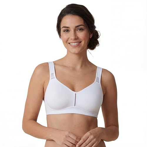 Selene, Reggiseno Contenitivo Donna con Fascia Anatomica, Senza Ferretto e Imbottitura, con Spalline Larghe Comfort, Collezione Elvira, Colore Bianco, Taglia 4C