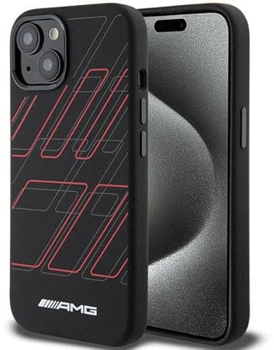 AMG AMHMP15S23SSPK Hülle für iPhone 15/14 / 13 6.1 Schwarz hardcase Silicone Large Rhombuses Pattern