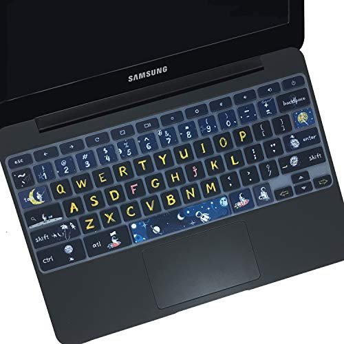 WSLUCKO Keyboard Cover for Samsung Chromebook 4 3 XE310XBA XE500C13 XE501C13 11.6/Chromebook 4 15.6 XE350XBA/Chromebook 2 XE500C12/Chromebook Plus V2 2-in-1 XE520QAB XE521QAB 12.2 ,Space Man