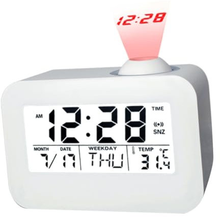 Yardenfun Intelligenter -Wecker mit Sprachmeldung Digitale Wanduhr zum Aufhängen Nachtlicht Hintergrundbeleuchtung Schlummerfunktion Akku für Englischsprachige