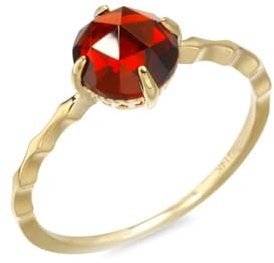 Stfery Damen Schmuck Gold 585 Ring für Damen Rund Granat Ehering für Frauen