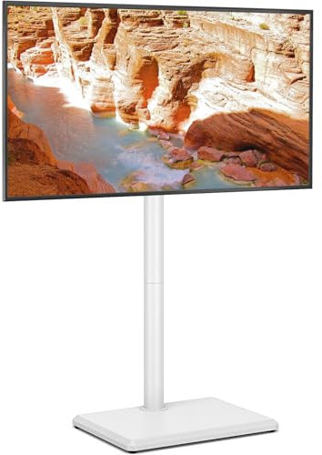 TVON Supporto TV da Pavimento per 32-55 Pollici, Alto con Piedini, Ad Angolo Sottile Regolabile in Altezza, Girevole, Max VESA 400x400mm Fino a 40kg