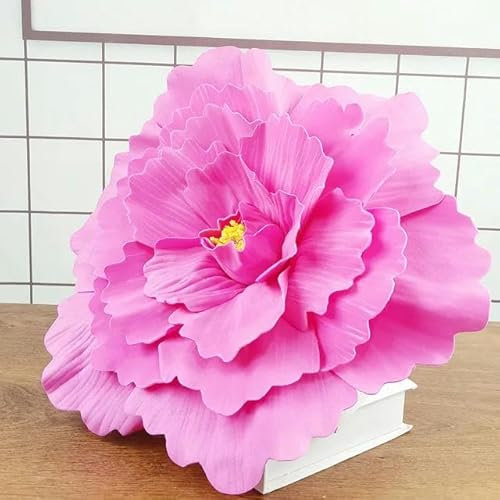 ZFISH Riesige PE-Chrysantheme, künstliche Blumen, Dekoration, Garten, Zuhause, künstliche Schaumblume, Hochzeitsdekoration, Hintergrund, Wand-Rose rot, 60 cm