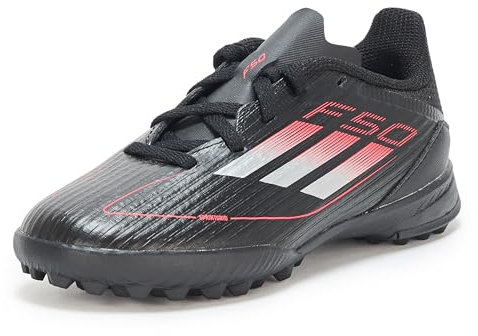 adidas Unisex-Adult F50 League Turf Sneaker, EU, Black/Iron Metallic/Lucid Red, 8 Women/7 Men