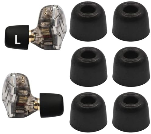 Memory Foam Ear Tips Noise Canceling Foam Eartips Ear Cap Replacement Ear Tip Compatible with KZ ZS10 Pro, Large Size 3 Pairs,Black 515L