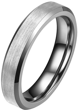 Epinki Verlobungsring für Mann 4MM, Matte Hochzeit Ringe Frau Damen Herren, Versilbert Ringe Trauung, Silber, Gr.60 (19.1)