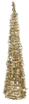 Totò Piccinni Albero di Natale POP UP slim artificiale con apertura semplice e veloce salvaspazio (Oro (Luce Calda), 150 Cm (90 Led))
