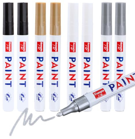 Sxutop 8 Piezas Rotulador Neumáticos Rotuladores de Pintura para Neumaticos Rotulador Impermeable Blanco Marcador Permanente para Neumáticos de Coche Moto Madera Piedra (4 Colores)