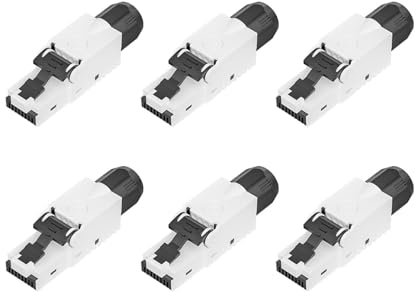 FGB Conector de red RJ45 sin herramientas, contactos chapados en oro, CAT 6a, conector LAN para cable Ethernet 10 Gbps UTP CAT 6a/6/5, 6 unidades