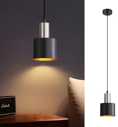 Lichtmaler Hängelampe Esstisch Pendelleuchte E27 Schwarz - Hängeleuchte Retro Schlafzimmerlampe 1 Flammig Höhenverstellbar Küchenlampe Hängend Esszimmerlampe Vintage Industrial Ohne Leuchtmittel