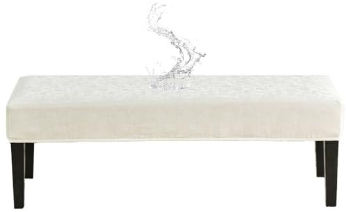 ZRCYXDW Wasserdicht Dining Bench Cover Für Esszimmer, PU Leder Universal-Bezug Für Esszimmer-Bank Abnehmbarem Bezug Für Esszimmerstuhl Anti-Rutsch Rechteckig Esszimmer Bankhussen-Beige-Large