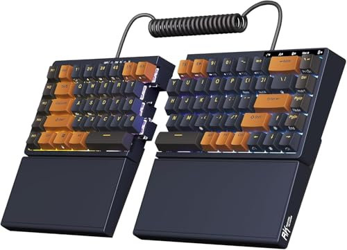 RK ROYAL KLUDGE S70 Clavier Mécanique AZERTY Compact 75%, Clavier Gamer sans Fil, Ergonomique Split Keyboard avec Repose-Poignets Intégré, RVB, Bluetooth/2.4G/Filaire, Hot-Swap Creamy Switch