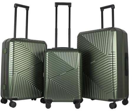 JLY Swirf 3-Piece Hard Shell Luggage Set Hunter Green – Cabin, Medium, and Large Spinner Suitcases with TSA Locks, 360 Wheels, and Smooth Handles