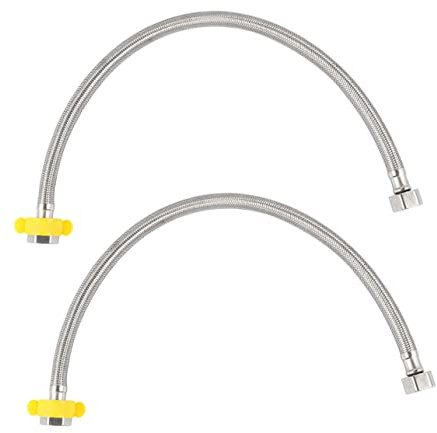 Flexibler Edelstahl Zulaufschlauch 50cm für Kalt und Warmwasser | Edelstahl Silber, Temperaturbeständig und Geruchlos, für Mischbatterien und Badezimmerarmaturen, 2 Stück Zufällige Farbe