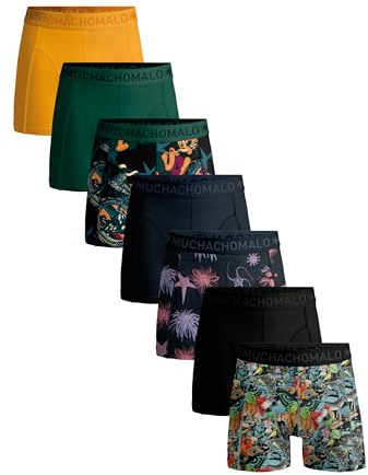Muchachomalo Herren Boxershorts 7er-Pack, Print, Baumwolle, Elastischer Bund