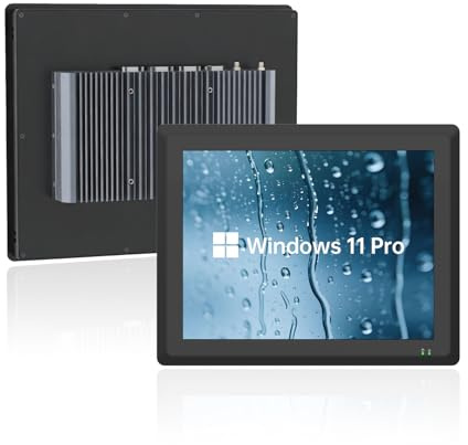 PULIJAZ 19 Industrial Panel pc,Touchscreen Tutto-in-UNO Fanless Embedded IP65 Schermo Capacitivo Monitor,Windows 11 pro,2xLAN, HDMI, 6xUSB, 2xRS485, 4xRS232(I5-1235U, 8G+512GB)