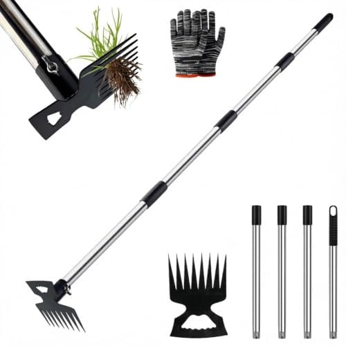 Seruno X Diserbante con manico lungo, 148 cm, 2 in 1, zappa da giardino, strumento manuale da giardino con manico lungo, per giardino, cortile, terrazza, prato