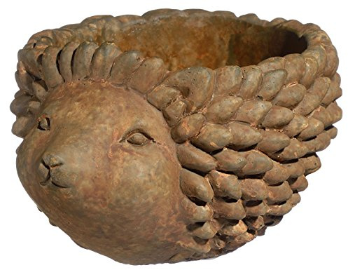 Classic Home and Garden Cement Buddies Animal Planter - Cute Desk Decoration - UV Coated Animal Vase w/Drain Plug - Succulent Plant Pot for Indoor/Outdoor Use (Hedgehog, Rust, Large)