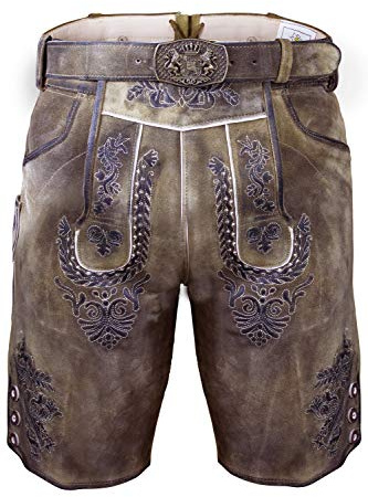 Edelnice Trachtenmode Bayerische Traditionelle Krachlederne Kurze Lederhose Valentin inkl. Gürtel