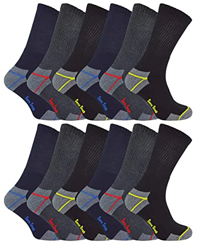 Mens Ultimate Heavy Duty Cushioned Cotton Work Socks for Steel Toe Boots