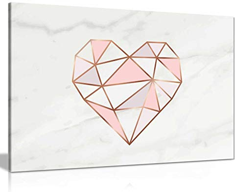 Geometrisches rosa Herz Leinwandbild Kunstdruck Heimdekoration (30,5 x 20,3 cm)