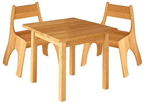 BioKinder Spar-Set Robin Kindersitzgruppe Sitzgruppe für Kinder mit Tisch und 2 Stühlen aus Massivholz Erle
