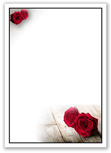 25x Trauerpapier DIN A4 Motiv: Motiv schwarzer Trauer-Rahmen mit Rosen - Briefpapier Trauer 297 x 210 mm - 90 g/m² Kondolenz Papier - Trauer Papiere by GUSTAV NEUSER