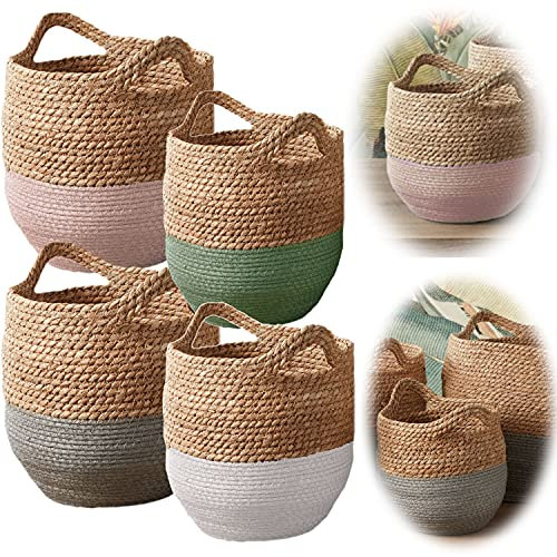LS-LebenStil Seegras Blumentopf Ibiza 27x23cm Rosa Braun Übertopf Blumenkorb Pflanztopf Textil-Topf