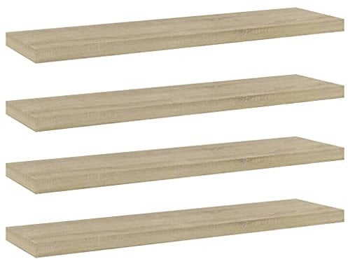 vidaXL 4X Bücherregal Brett Wandboard Wandregal Regal Regalboden Wand Board Ablage Hängeregal Schweberegal Sonoma-Eiche 40x10x1,5cm Holzwerkstoff