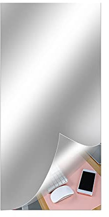 HUIKJI Fogli a specchio flessibili, adesivi da parete in acrilico, autoadesivi, non in vetro, piastrelle a specchio per la decorazione delle pareti di casa (150 x 40 cm)
