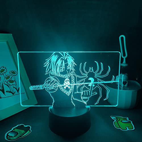 Jäger X Hunter Anime Figur Feitan 3D RGB LED Lampe Neon Nachtlampe Manga Schlafzimmer Nachttisch Schreibtisch Dekor Illusion Licht-7 Farbe keine Fernbedienung