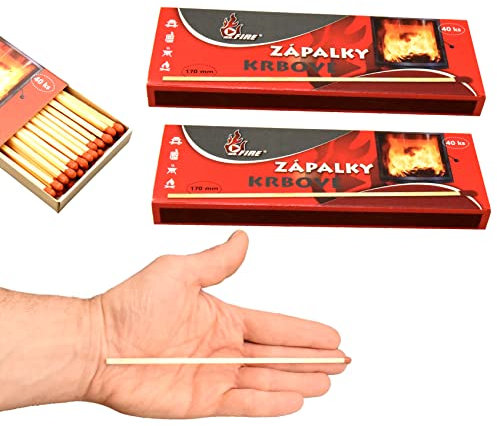 jameitop®🔥 2 XL Streichholzschachteln MR. FIRE 17cm extra lang Kamin/Feuer Motiv: 2x40er Packungen Kaminanzünder Streichhölzer Zündhölzer