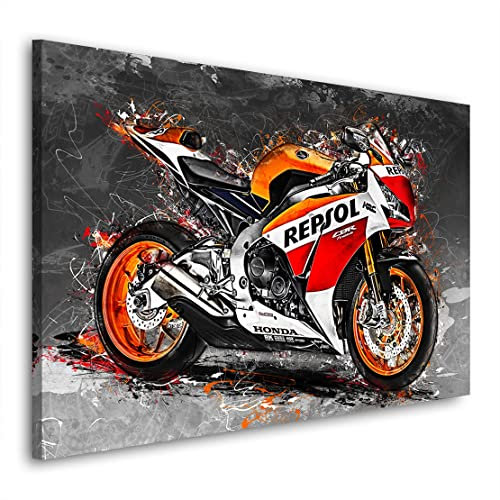 Kunstgestalten24 Leinwandbild Motorrad Honda CBR Fireblade Abstrakt Style Wandbild Kunstdruck Raumdekoration XXL