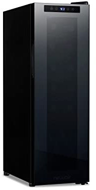 NewAir - Refrigerador de vino de 12 botellas | Serie Shadow | Refrigerador de vino y bebidas con espejo no empotrado con puerta de vidrio templado de doble capa y enfriamiento del compresor para vino