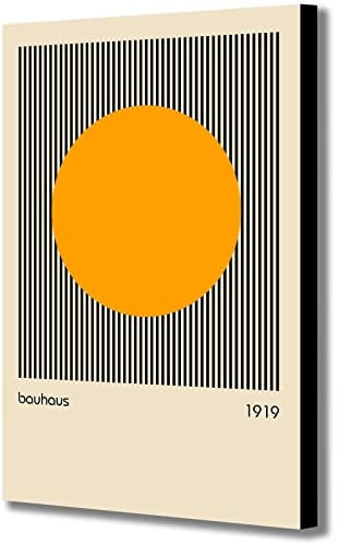 Wandbild auf Leinwand Bauhaus Orange Circle 1919, abstrakt, verpackt, gerahmt, verschiedene Größen (A1 81 cm x 61 cm), Orange Beige Schwarz