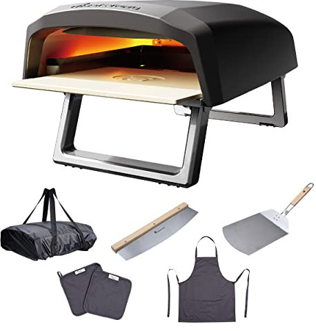 MasterPro Pizza Oven | Forno a gas portatile con funzione di cottura rapida fino a 500 °C | Pizze pronte in 60 secondi | Include grembiule, taglierina e pala per pizza