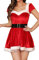 Aranmei Negligee Damen Weihnachts Weihnachtsmann Babydoll Dessous Nachthemd Flauschige Trim Chemise Nachtwäsche,XL