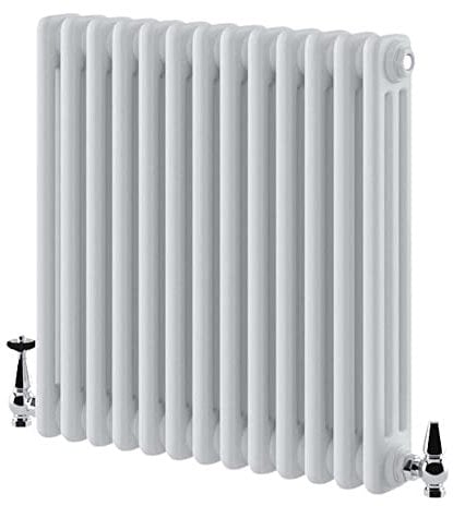 Go Bathrooms Utopia White Horizontal Radiator 600 x 605mm Traditional Cast Iron Style Triple Column White Central Heating Living Room Radiator