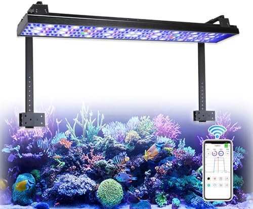 PopBloom Hertz75 LED Aquarium Light WiFi Reef Lampe Aquarium Beleuchtung Led Meerwasser Led für Aquarium Led Lampe Marine Reef 80-100cm Tank (1 H75 mit Armmontagesatz)