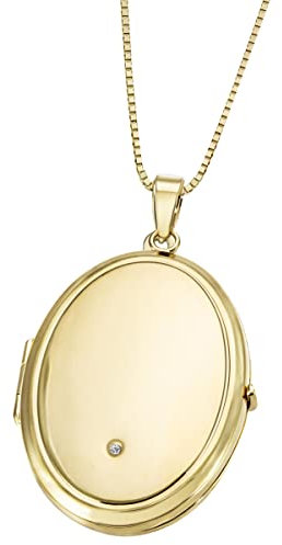 goldmaid Damen Collier Medaillon 375 Gelbgold 1 Diamant 0,01 ct. P1/KL