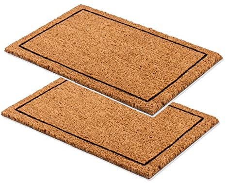 Carpido Fußmatte Kokos Rahmen Design – Sauberlauf 40x60 cm 2er Set – Türmatte Innen Bereich – antibakterielle Kokosmatte – natürliches Material