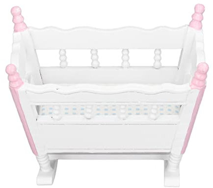 Tyenaza Dollhouse Baby Shaker Toy, 1/12 Scale Birch Material Rose White Vivid Cute Miniature Furniture for Birthday Gift Ornement Decoration Photo Props