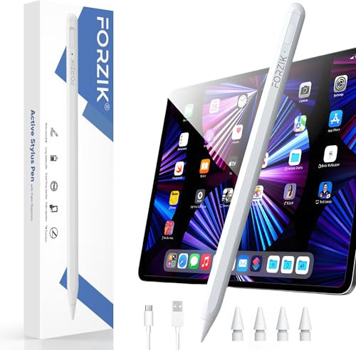 Forzik Stylus Stift Pencil für iPad(2018-2024) mit Schnellladung, für iPad Pro(M4)/iPad Air(M2)/iPad 10/9/8/7/6 Generation/iPad Pro 12,9 Zoll, 11 Zoll/iPad Mini 5/iPad Mini 6/iPad Air 3/4/5 Gen